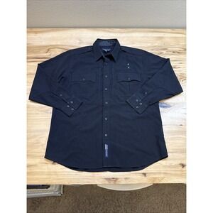 511 Tactical Shirt Mens Large Black Long Sleeve Button Up Solid Multi Pocket